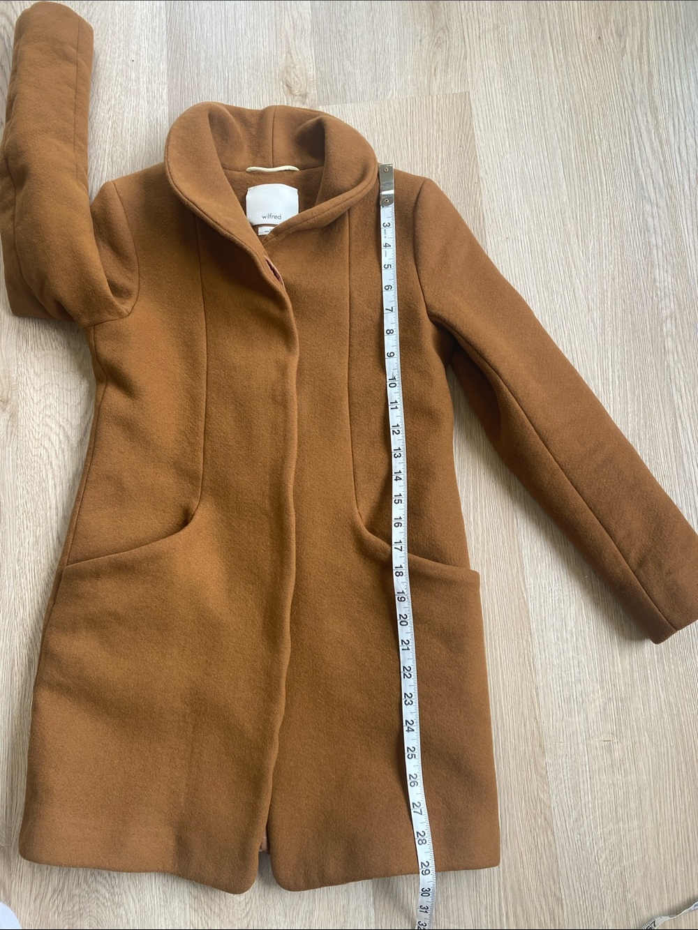 Wilfred Aritzia Camel Wool Cashmere Shawl Collar Coat XS - Picture 12 of 13